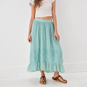 NWT American Eagle Hi-Lo Midi Skirt (Teal - Size Large)